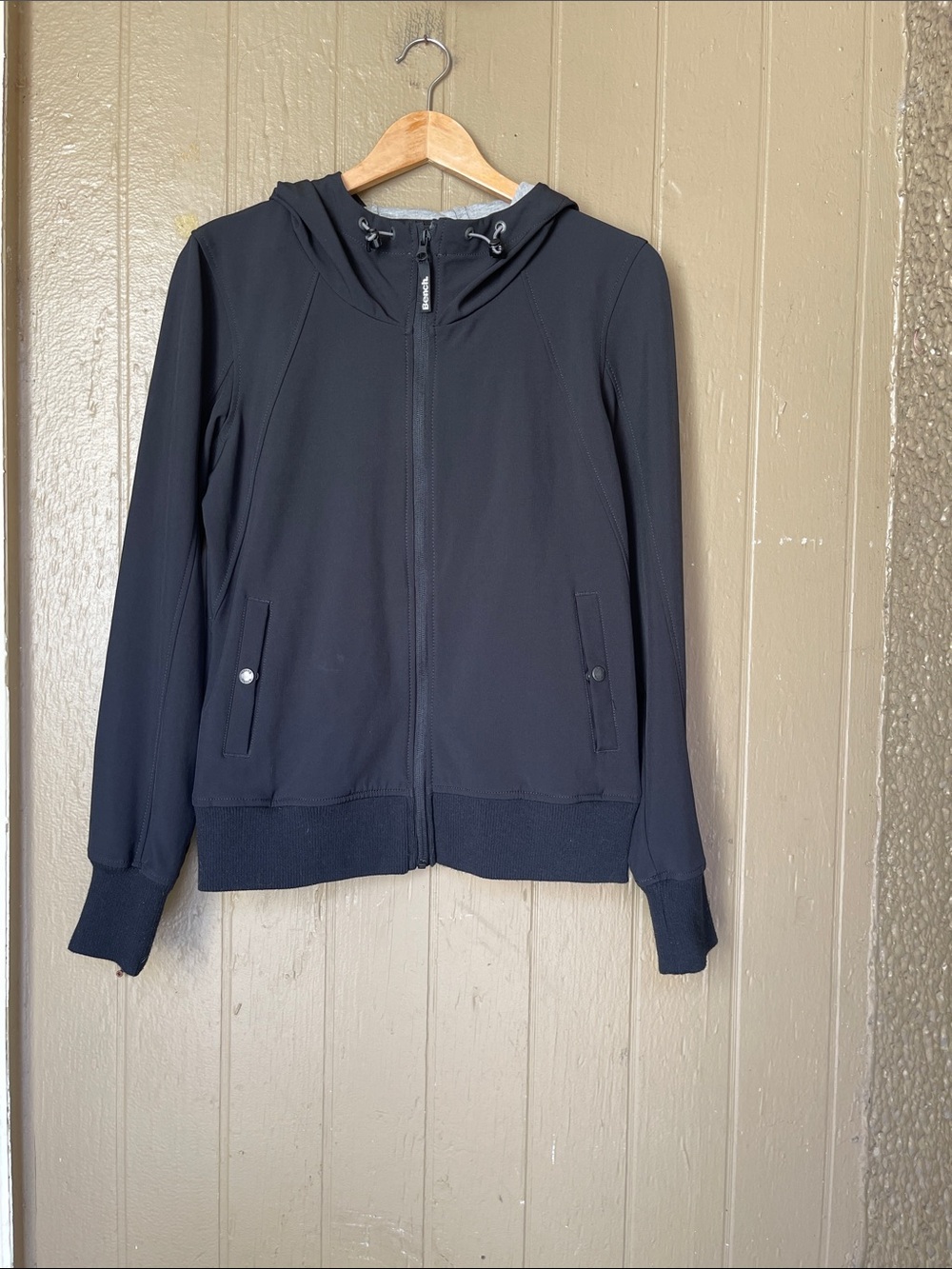 Bench Black Hooded Zip Jacket in Black Size L